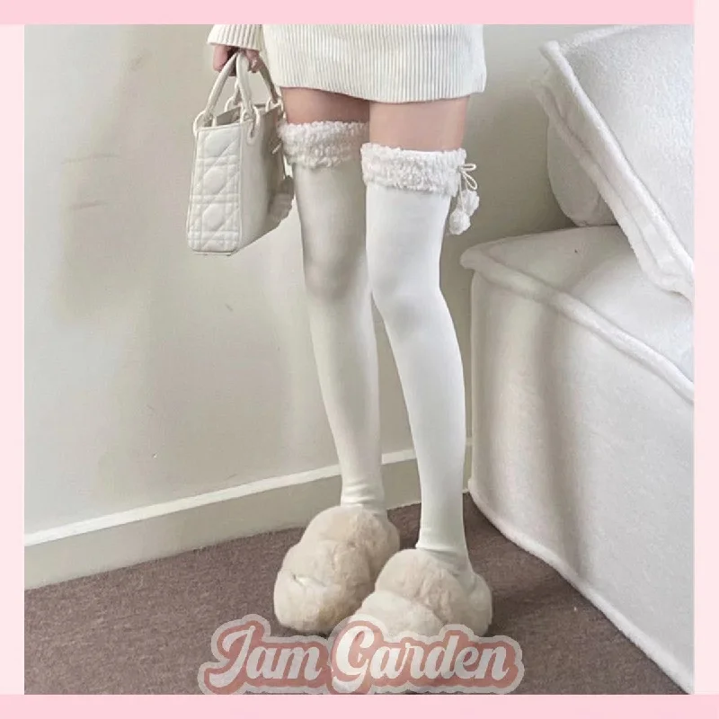 Japanese Cute Lamb Plush Jk Knee Stockings Warm Lolita Socks Thickened Knee Socks