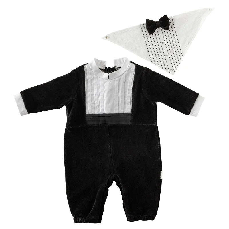 Black Holiday Velvet Romper & Bib