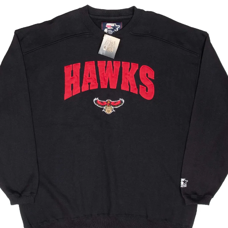 VINTAGE NBA ATLANTA HAWKS BLACK SWEATSHIRT 1990S 2XL DEADSTOCK