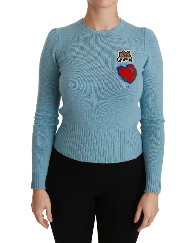 Dolce & Gabbana  Women's Heart Patch Cashmere Sweater Blue