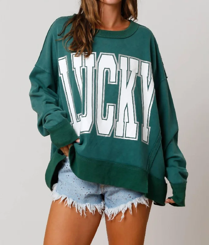 Lucky Oversized Sweatshirt In Green