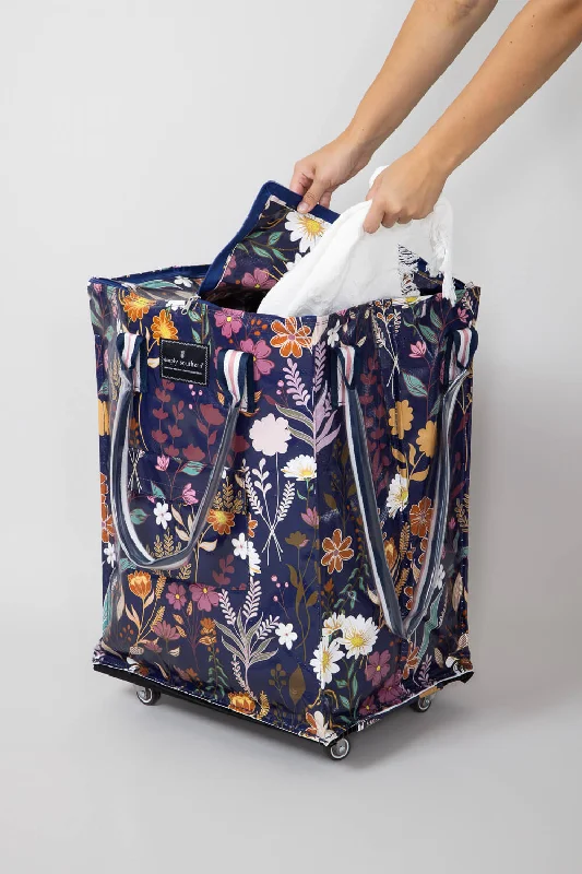 Simply Southern Rolling Tote Bag in Navy Floral | 0224-BAG-ROLLTOTE-NVYFLD