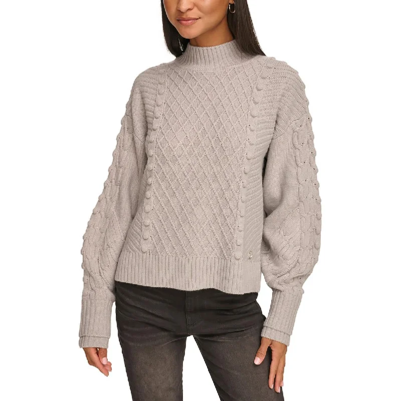 Womens Ribbed Trim Comfy Crewneck Sweater