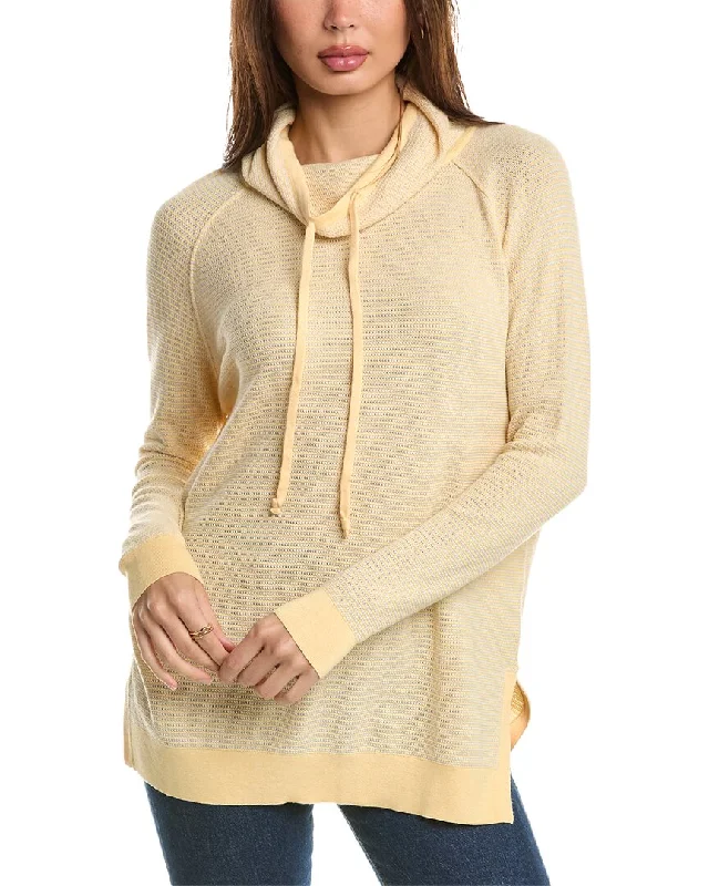 Forte Cashmere Thermal Drawstring Funnel Cashmere-Blend Sweater