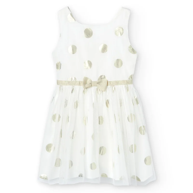 Girls Gold Polka Dot Dress