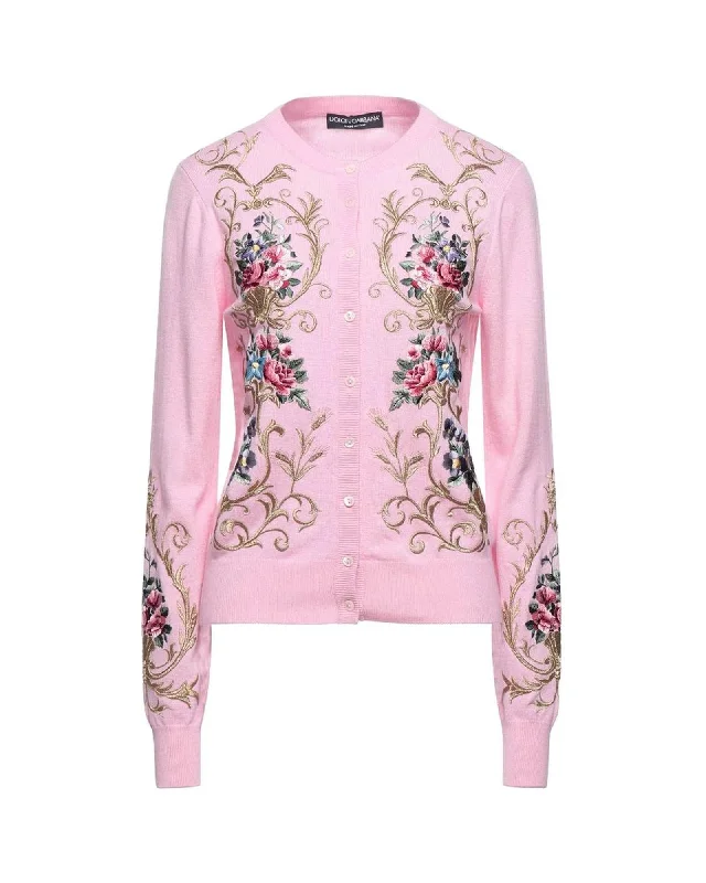 Dolce & Gabbana  Floral Embroidered Cardigan - Pink