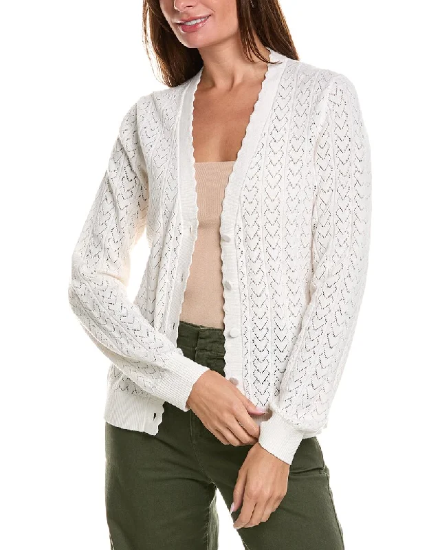 Minnie Rose Heart Pointelle Cashmere-Blend Cardigan