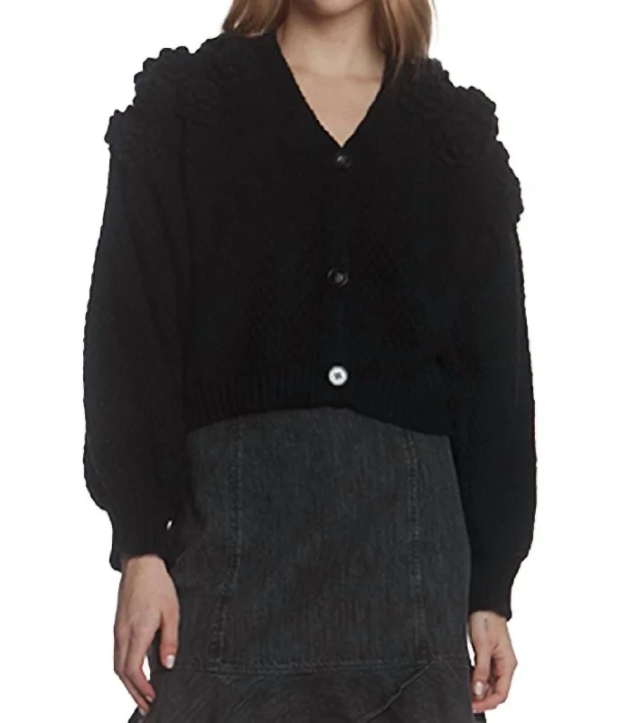 Handmade Applique Cardigan In Black