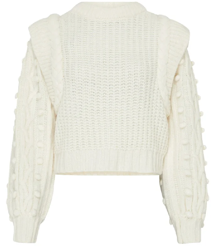 Farm Rio Women's Off White Braided Chunky Knit Sweater Pullover