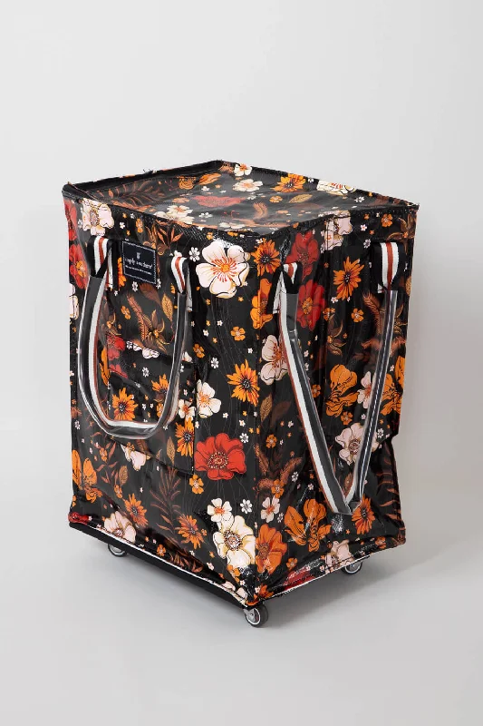 Simply Southern Rolling Tote Bag in Black Floral | 0224-BAG-ROLLTOTE-VNTG