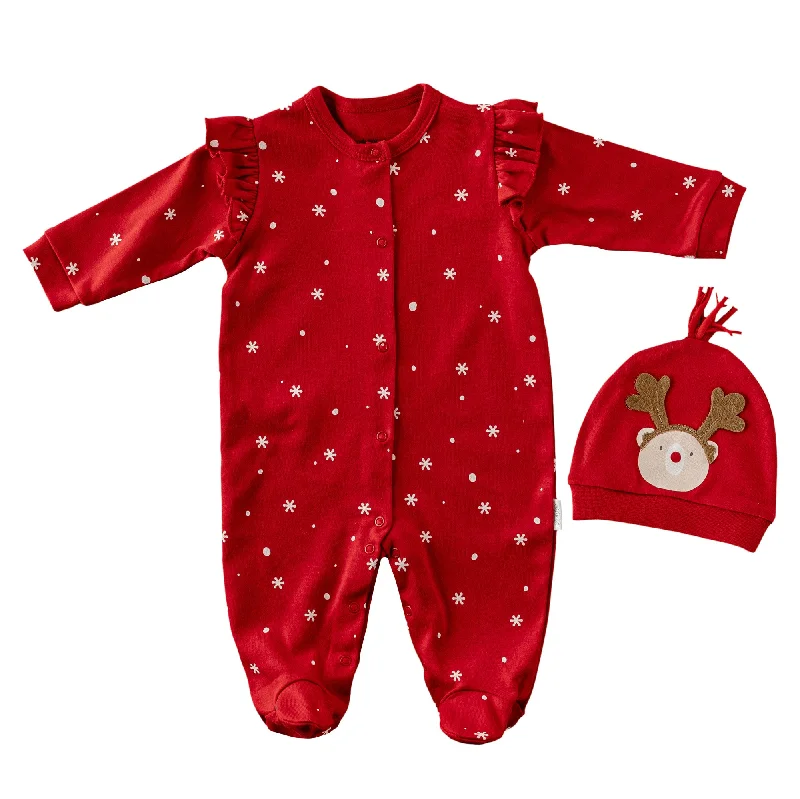 Red Holiday Ruffle Babygrow & Hat