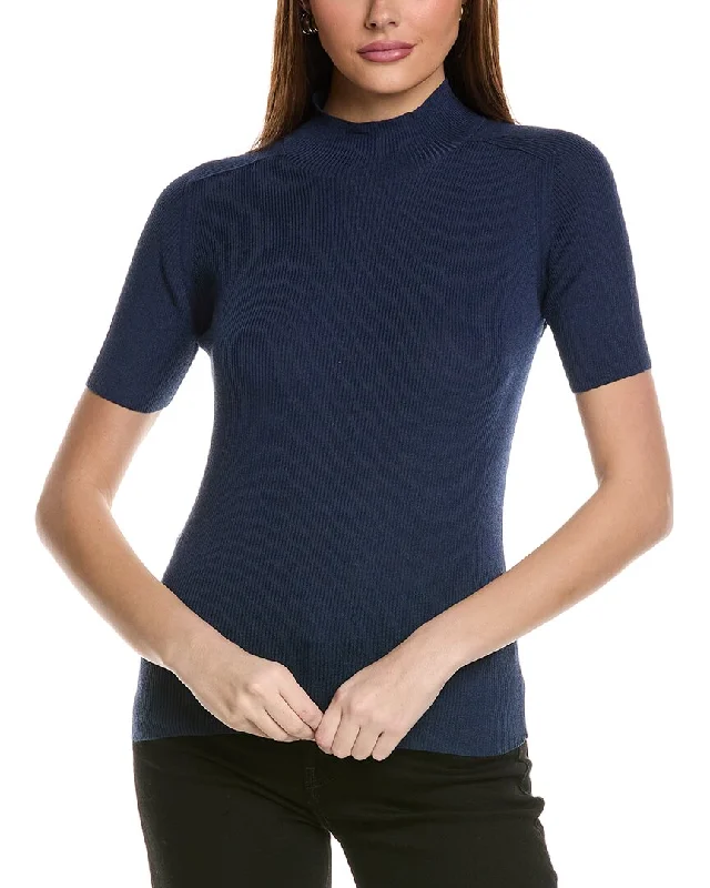 Lafayette 148 New York Stand Collar Silk-Blend Sweater