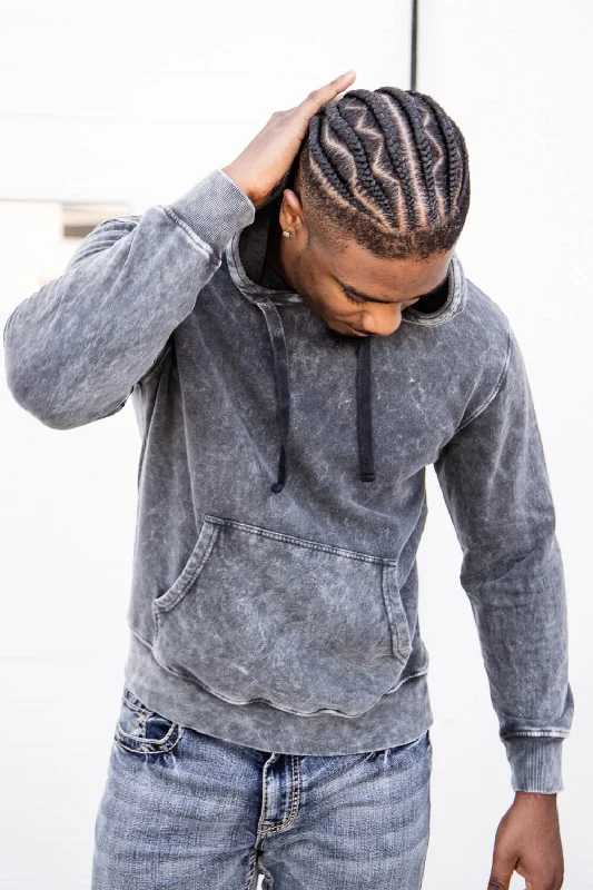 Mineral Wash Hoodie for Men in Black | 708MW-BLACK