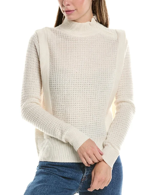 InCashmere Waffle Wool & Cashmere-Blend Sweater