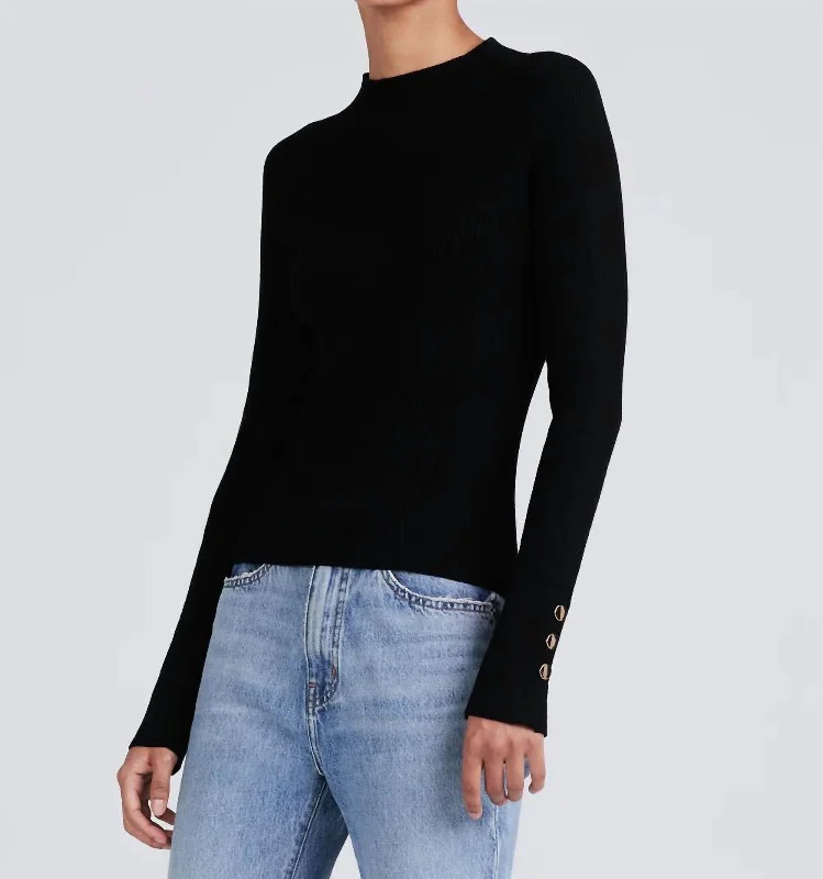 Kassandra Ribbed Mock Neck Sweater In Black