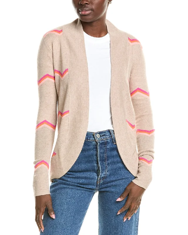 Two Bees Cashmere Chevron Stripe Wool & Cashmere-Blend Cardigan