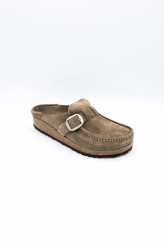 Birkenstock Buckley Suede Leather Mules for Women in Gray Taupe | 1019490