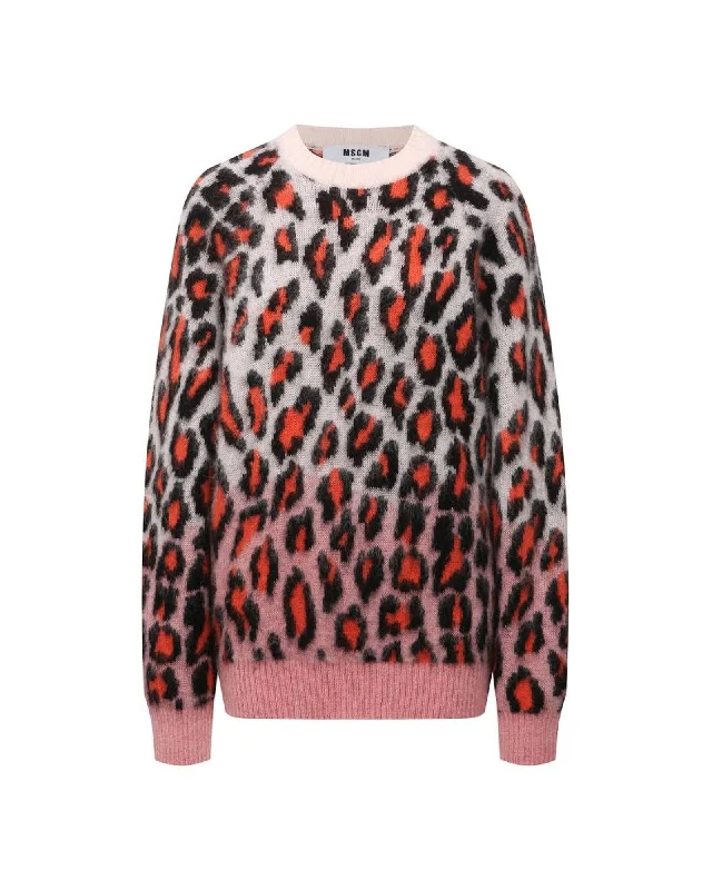 MSGM  Leopard Print Gradient Sweater