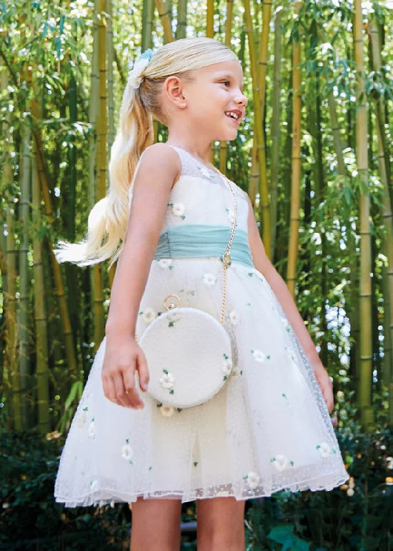 Girls Sleeveless Tulle & Daisy Dress