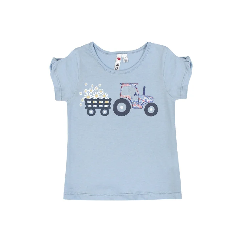 2 Piece Girls Tractor Top w/Bike Shorts