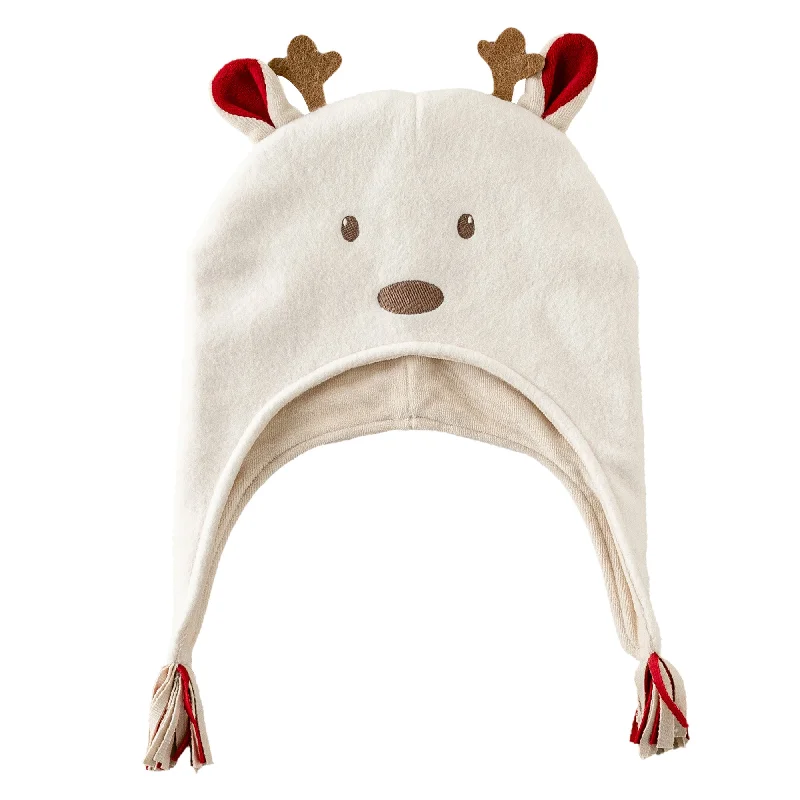 Cream Cute Reindeer Holiday Hat