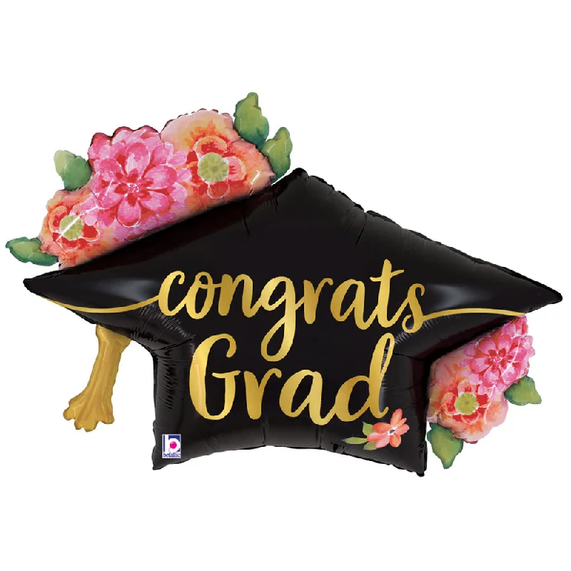 41 inch WATERCOLOR FLORAL GRAD HAT