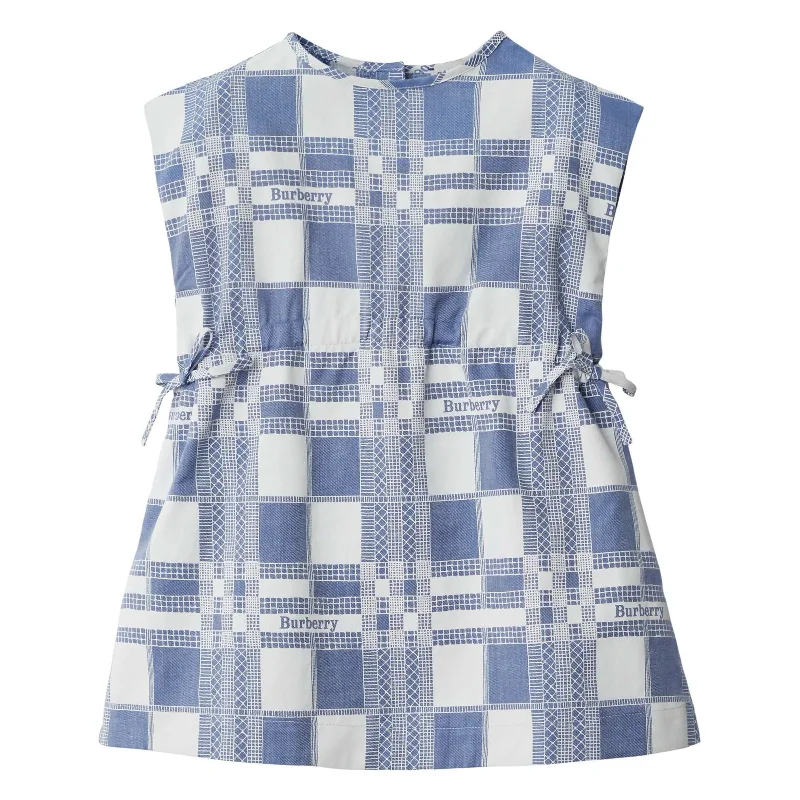 Pale Blue Check Cotton Dress