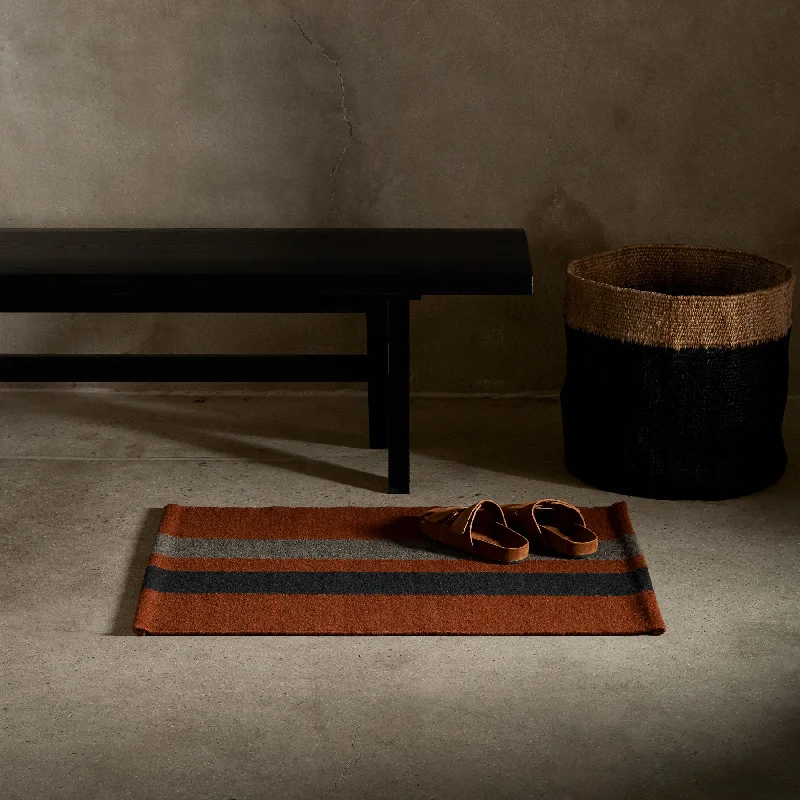 Striped Entry Mat - Ochre/Black Marle/Flint