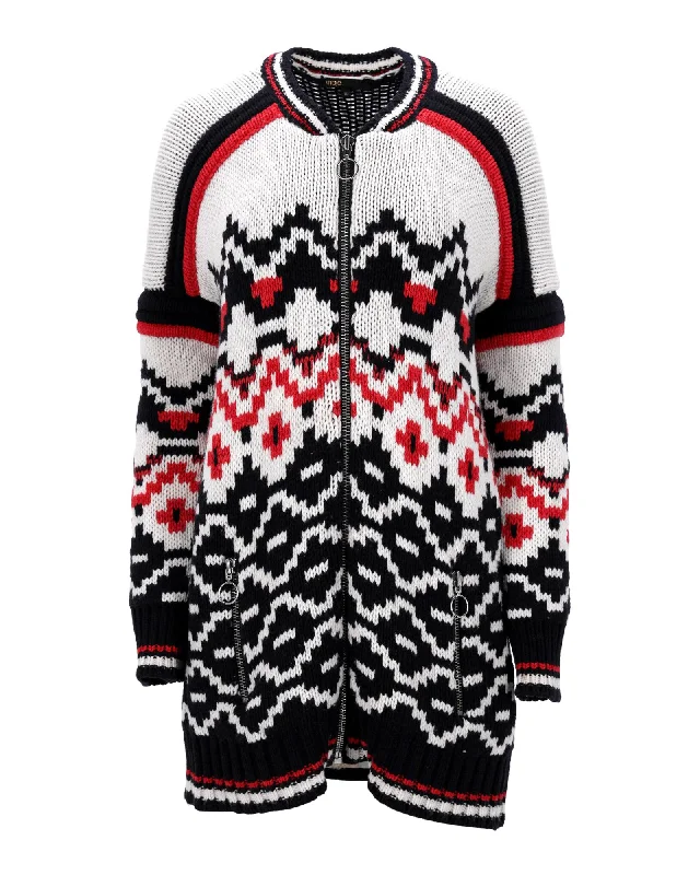 Maje Mercouer Fair Isle Zip-Front Cardigan in Multicolor Wool