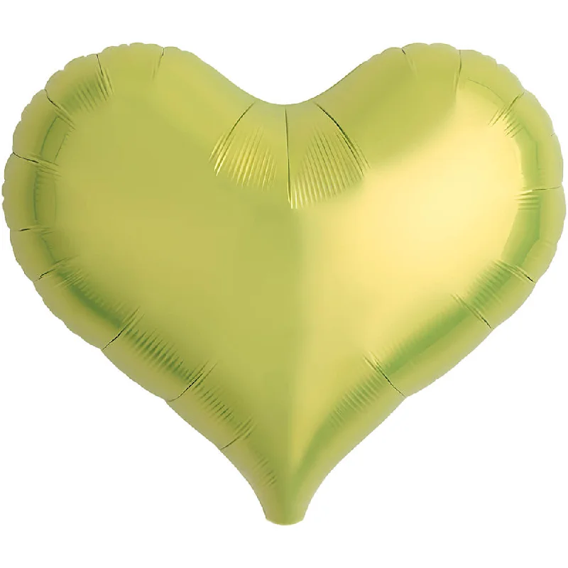 14 inch JELLY HEART - METALLIC LIME GREEN