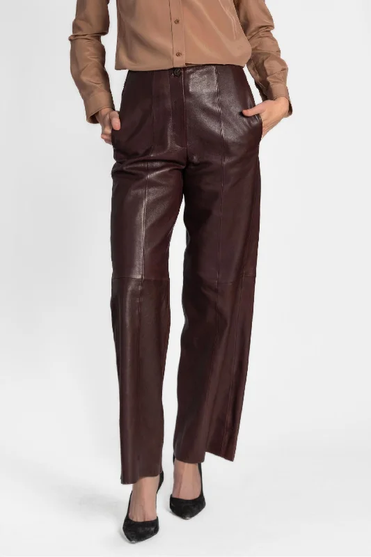 Nappa Leather Trousers In Burgundy