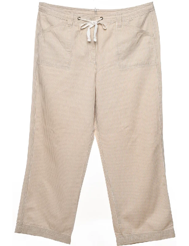 Anne Klein Striped Beige & White Striped Trousers - W35 L27