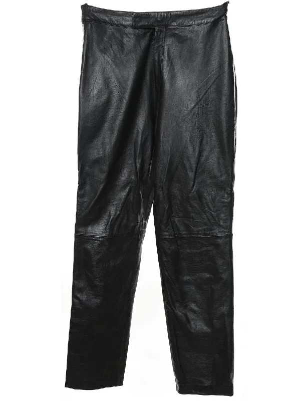 Black Classic Leather Trousers - W30 L30