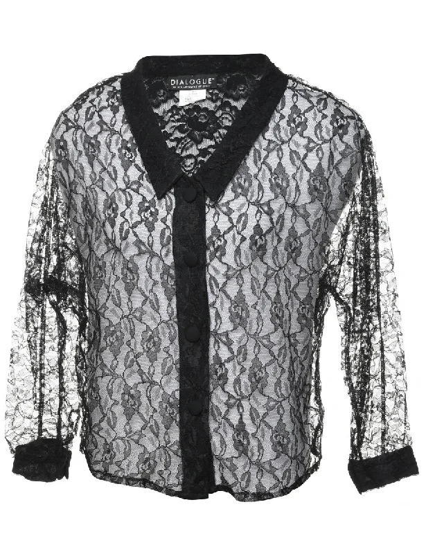 Black Lace Blouse - L