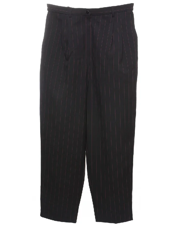 Black Pinstriped Casual Trousers - W32 L30