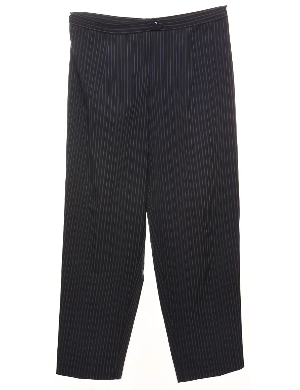 Black Pinstriped Trousers - W32 L30