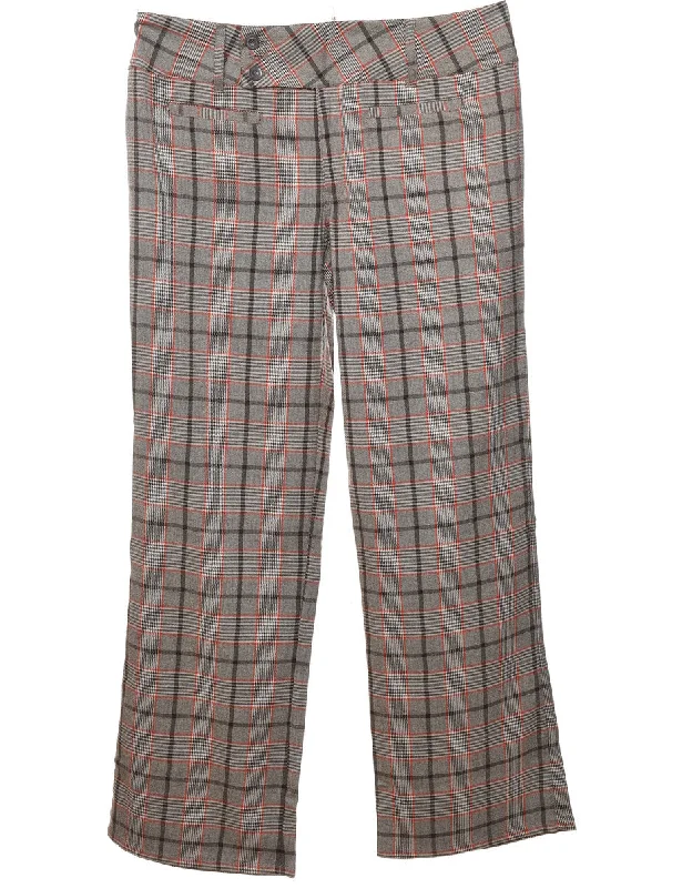 Checked Grey & Red Trousers - W38 L29