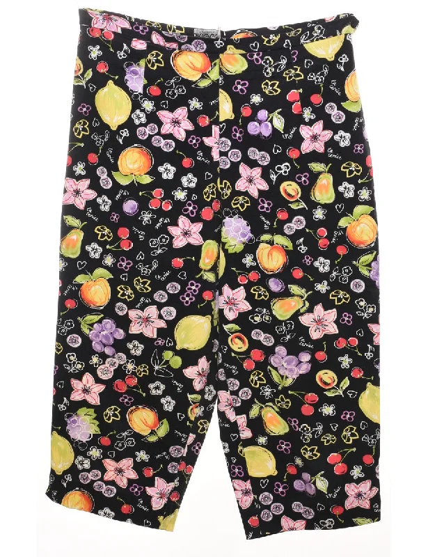 Floral Print Cropped Trousers - W32 L19