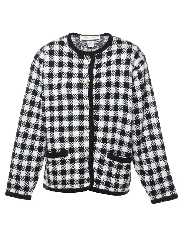 Gingham Pattern Cardigan - M