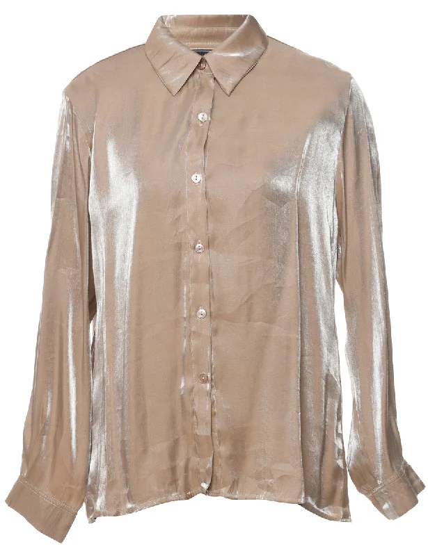 Light Brown Satin Evening Shirt - L