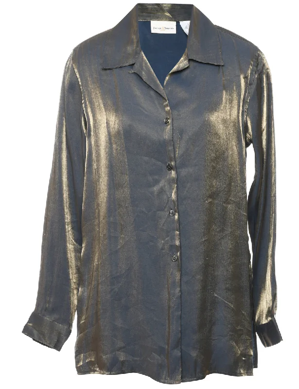 Olive Green Satin Evening Shirt - L