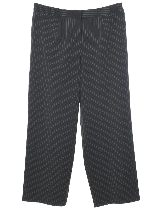 Pinstriped Black Casual Trousers - W34 L28