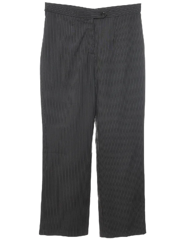 Pinstriped Black Casual Trousers - W35 L32