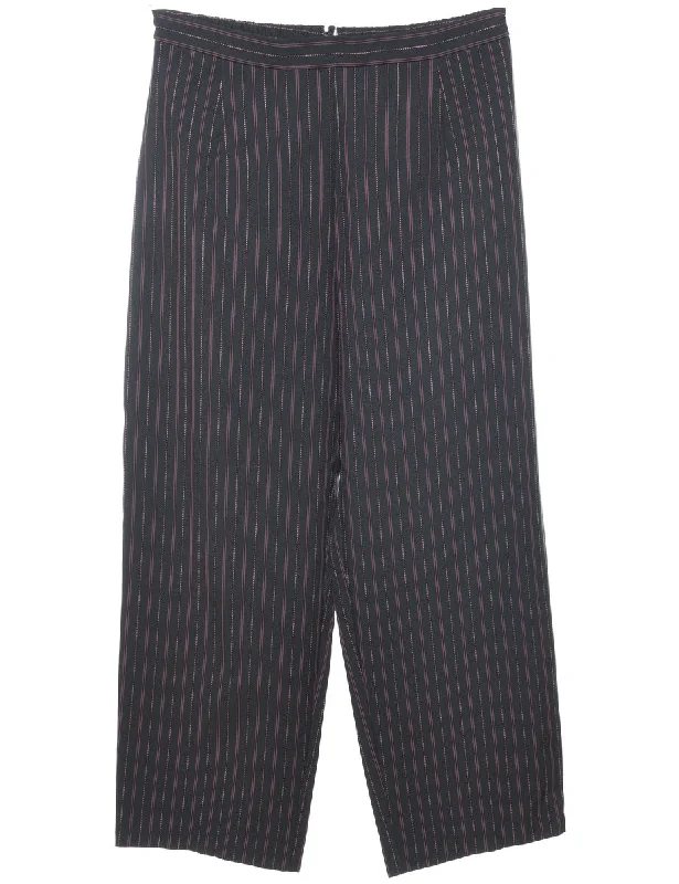 Pinstriped Black Trousers - W31 L26