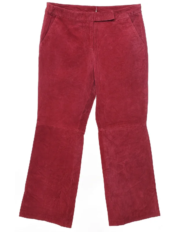 Red Classic Suede Trousers - W32 L28