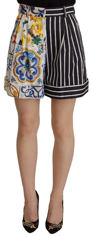 Dolce & Gabbana Majolica High Waist Designer Bermuda Women's Shorts