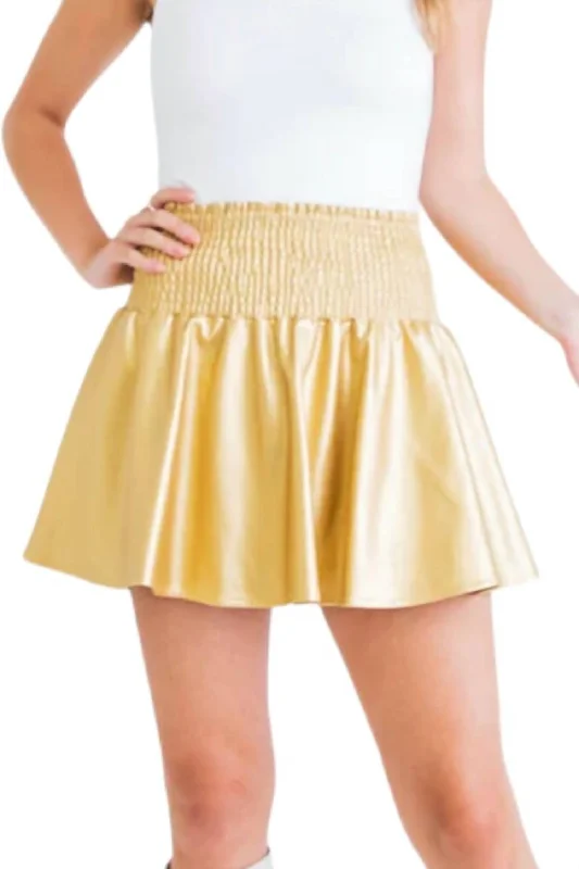 Metallic Sporty Skort In Gold