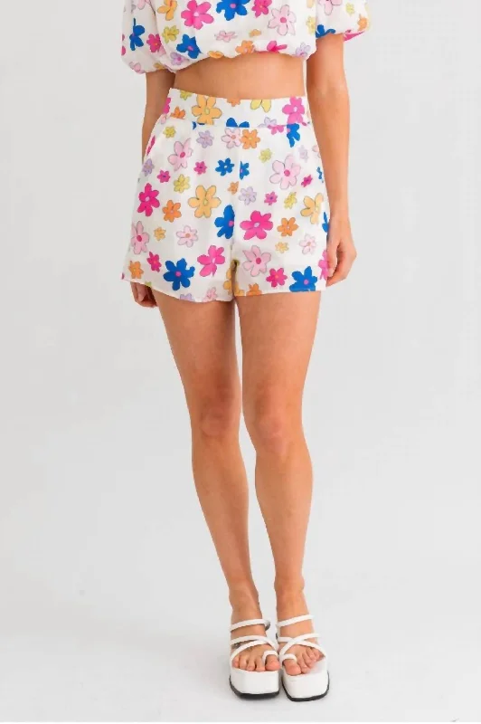 Multi Color Floral Shorts In Multi-Colored