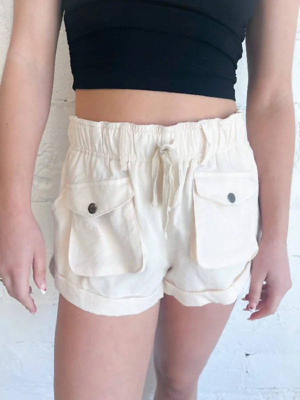 Out About Town Drawstring Shorts In White